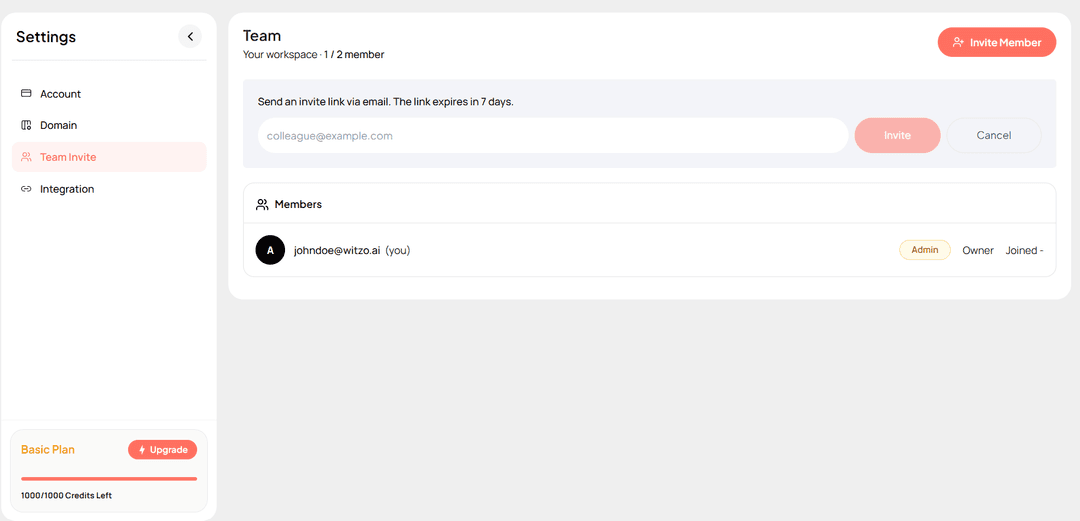 Workspace and team management