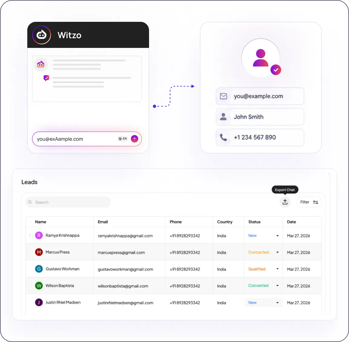 Lead Generation Chatbot capturing leads