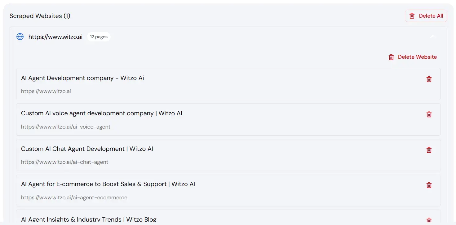 Click to zoom Manage scraped pages in Data Sources